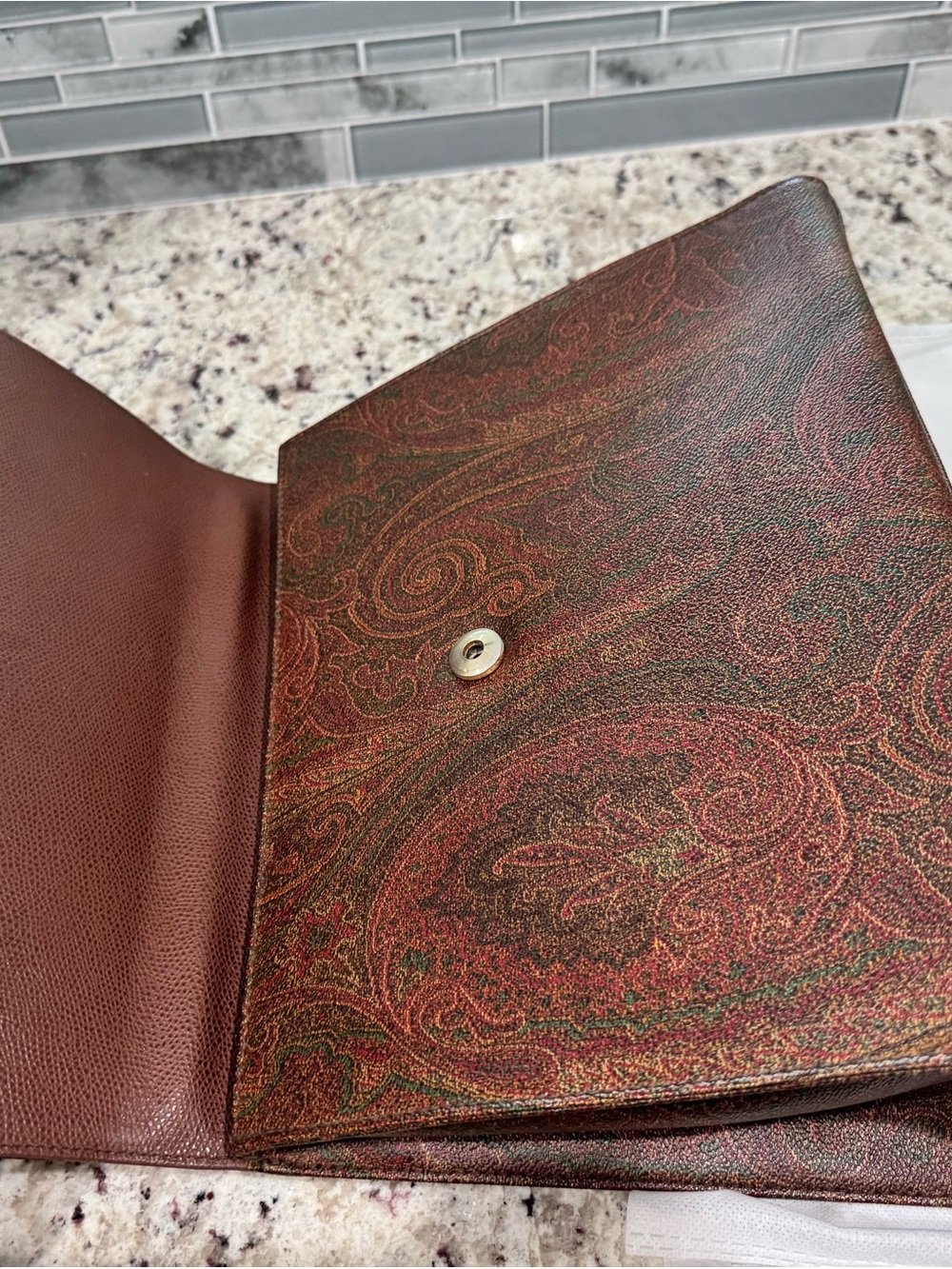 Etro Paisley Top-Handle Bag in Brown and Red Tones - Picture 9 of 16